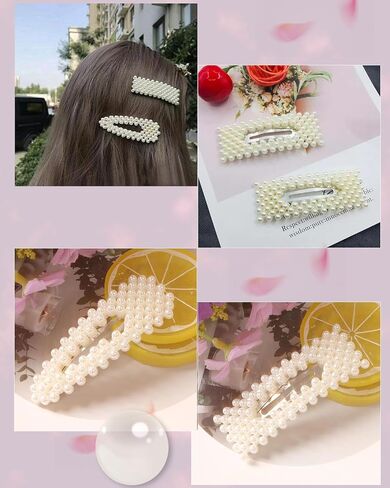 2Pcs White Pearl Hair Clips Large Hair Clips Pins Barrette Ties Hairpins for Woman Girls Headwear Sweet Hair Accessories Fashion Cute Hair Clips Hair Accessories (B) in Saudi Arabia