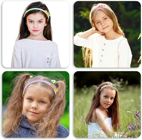 3 PCS Girls Headbands, Colorful Heart Flower Headbands for Kids, Non-slip Headbands with Teeth, Toddler Hair Accessories for Toddler Girls and Teens (Flower Hairbands) in Saudi Arabia