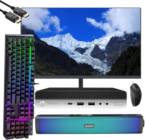 كمبيوتر HP ProDesk 600 G4 Mini Desktop Computer مع شاشة 24 بوصة، 600G4 Mini PC Computer Core 8th 3.5 جيجا هرتز، ذاكرة الوصول العشوائي 8 جيجا، 256 جيجا SSD، لوحة مفاتيح RGB ومكبر صوت، HDMI، Windows 10 Pro (متجدد) in Kuwait