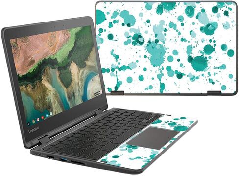 غلاف MightySkins متوافق مع Lenovo 300e Chromebook 11.6" (2018) - بقع باللون الأزرق المخضر | غطاء تغليف من الفينيل واقٍ ومتين وفريد ​​من نوعه | سهل التطبيق والإزالة وتغيير الأنماط | صنع في الولايات المتحدة الأمريكية in Saudi Arabia