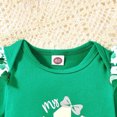 fioukiay My First St Patrick's Day Baby Girls Outfit Romper Clover Bow Skirt with Headband Infant Newborn Clothes Set in Saudi Arabia