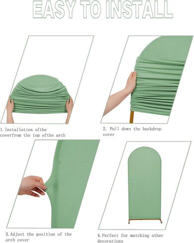 Peomeise 7.2FT غطاء قوس الزفاف، حكيم الأخضر قوس خلفية غطاء بسط دنة خلفية حامل يغطي لعيد ميلاد حفل مأدبة الديكور in Kuwait