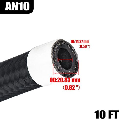 Autoutfit 3/8 6AN 20FT، -6 نايلون الفولاذ المقاوم للصدأ مضفر خط الوقود النفط / الغاز / محول نهاية خرطوم الوقود مع 12 قطعة تركيبات دوارة in Saudi Arabia