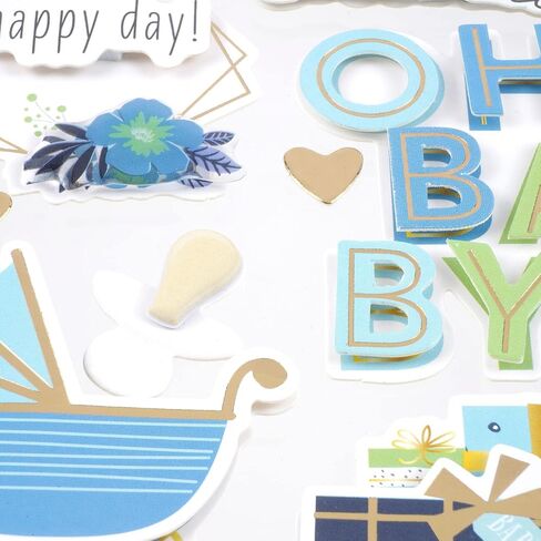 ملصقات Recollections 3-D Oh Baby Boy لعربة الأطفال، مكعبات، لهاية، دش 15 قطعة in Saudi Arabia