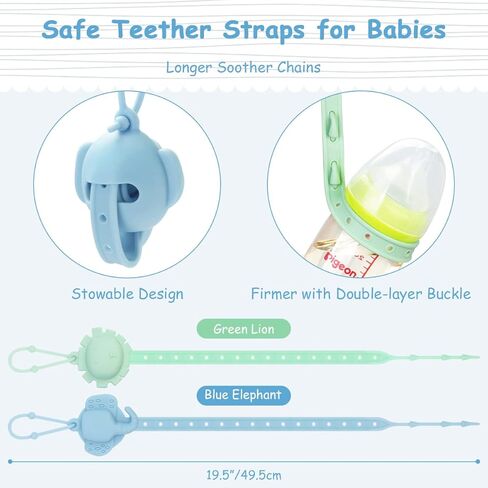 BEBOAN مشابك حامل اللهايات من السيليكون للأطفال الأولاد والبنات، 4 قطع من مشابك بينكي المرنة الناعمة، أشرطة مقود التسنين لحديثي الولادة، ألعاب تخفيف التسنين هدية لمستلزمات الأطفال حديثي الولادة in Kuwait
