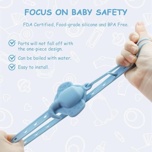 BEBOAN مشابك حامل اللهايات من السيليكون للأطفال الأولاد والبنات، 4 قطع من مشابك بينكي المرنة الناعمة، أشرطة مقود التسنين لحديثي الولادة، ألعاب تخفيف التسنين هدية لمستلزمات الأطفال حديثي الولادة in Kuwait