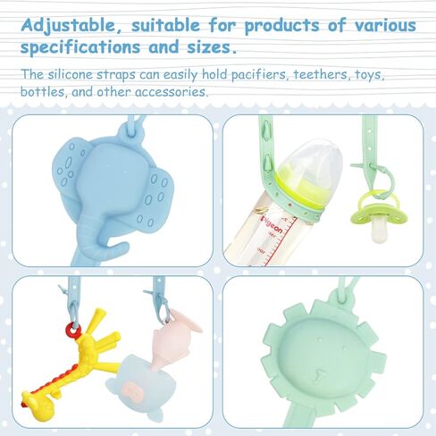 BEBOAN مشابك حامل اللهايات من السيليكون للأطفال الأولاد والبنات، 4 قطع من مشابك بينكي المرنة الناعمة، أشرطة مقود التسنين لحديثي الولادة، ألعاب تخفيف التسنين هدية لمستلزمات الأطفال حديثي الولادة in Kuwait