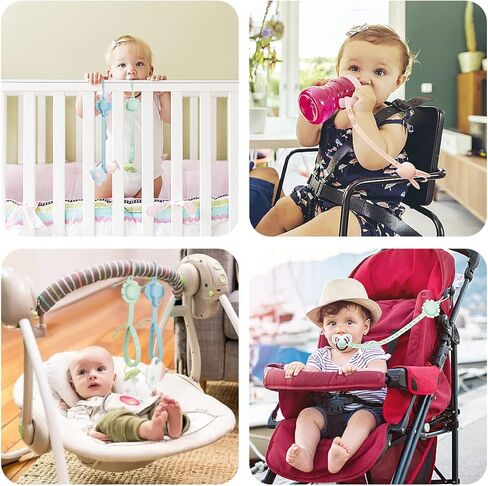 BEBOAN مشابك حامل اللهايات من السيليكون للأطفال الأولاد والبنات، 4 قطع من مشابك بينكي المرنة الناعمة، أشرطة مقود التسنين لحديثي الولادة، ألعاب تخفيف التسنين هدية لمستلزمات الأطفال حديثي الولادة in Kuwait