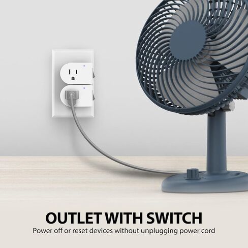 Fosmon Grounded Outlet Switch, ON/Off Switch (3 Pack), 3 Prong Plug in Electrical Switch, 245J Single Port Electric Switch Adapter Surge Protector, Power Switch Outlet Extender, White, ETL Listed in Kuwait