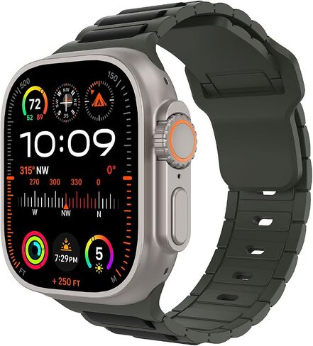 أساور MoKo الرياضية المتوافقة مع Apple Watch Ultra 2/Ultra Band، أساور ساعات Apple للرجال والنساء 49 مم 46 مم 45 مم 44 مم 42 مم، حزام بديل من السيليكون لسلسلة iWatch 10 9 8 7 6 5 SE Ultra 2، برتقالي/أسود in Kuwait