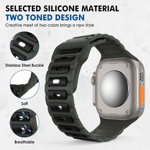 أساور MoKo الرياضية المتوافقة مع Apple Watch Ultra 2/Ultra Band، أساور ساعات Apple للرجال والنساء 49 مم 46 مم 45 مم 44 مم 42 مم، حزام بديل من السيليكون لسلسلة iWatch 10 9 8 7 6 5 SE Ultra 2، برتقالي/أسود in Kuwait