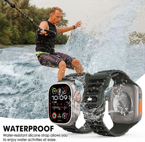 أساور MoKo الرياضية المتوافقة مع Apple Watch Ultra 2/Ultra Band، أساور ساعات Apple للرجال والنساء 49 مم 46 مم 45 مم 44 مم 42 مم، حزام بديل من السيليكون لسلسلة iWatch 10 9 8 7 6 5 SE Ultra 2، برتقالي/أسود in Kuwait