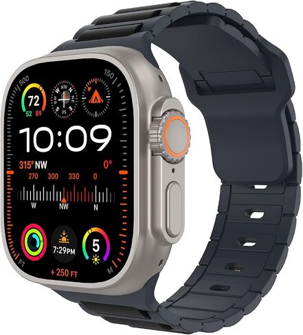 MoKo Sport Bands Compatible Apple Watch Ultra 2/Ultra Band,Apple Watch Bands for Men Women 49mm 46mm 45mm 44mm 42mm,Silicone Replacement Strap for iWatch Series 10 9 8 7 6 5 SE Ultra 2,Orange/Black in Saudi Arabia