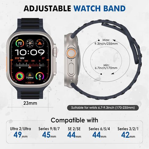 MoKo Sport Bands Compatible Apple Watch Ultra 2/Ultra Band,Apple Watch Bands for Men Women 49mm 46mm 45mm 44mm 42mm,Silicone Replacement Strap for iWatch Series 10 9 8 7 6 5 SE Ultra 2,Orange/Black in Saudi Arabia