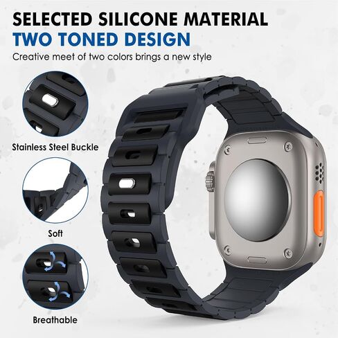 MoKo Sport Bands Compatible Apple Watch Ultra 2/Ultra Band,Apple Watch Bands for Men Women 49mm 46mm 45mm 44mm 42mm,Silicone Replacement Strap for iWatch Series 10 9 8 7 6 5 SE Ultra 2,Orange/Black in Saudi Arabia