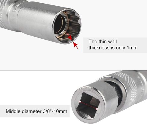 BELEY 14mm / 16mm 3/8 inch Magnetic Swivel Drive 12 Point Spark Plug Wobble Socket Compatible with BMW in Saudi Arabia
