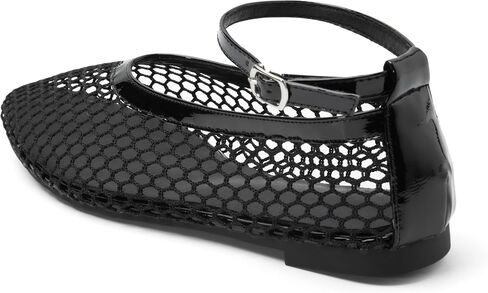 Women's Mesh Ballet Flats Shoes for Women Fishnet Ballet Flats Mary Jane Flats Round Toe Comfortable Dressy Netted Ballet Flats with Buckle Strap Black in Saudi Arabia