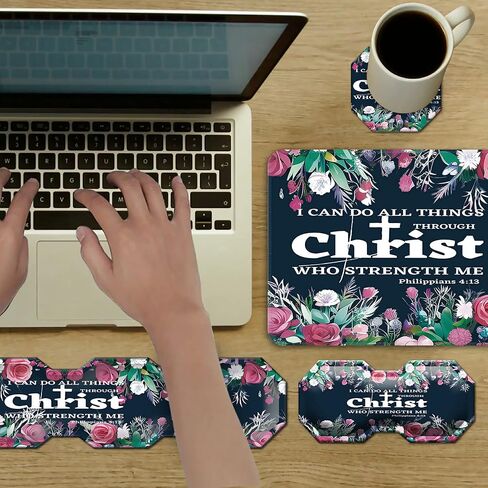 Mouse Pad Wrist Support Keyboard Wrist Rest Combo+Cup Coaster [4-in-1], Easy Typing Pain Relief, Memory Foam Gel Elbow Cushion Mousepad Set for Computer Laptop Office Home - Paw Galaxy in Kuwait