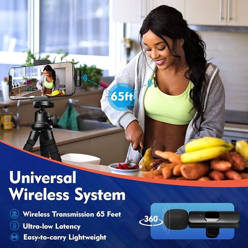 3 in 1 Microphone for iPhone iPad Android Camera PC,USB C Mini Microphone,Wireless Lavalier Lapel Mic,Compatible with New iPhone 15 Series,Extra:4 Windscreens+Earbud+USB Adapter in Saudi Arabia