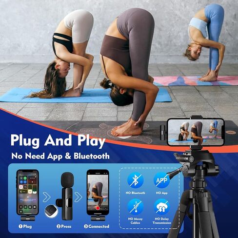 3 in 1 Microphone for iPhone iPad Android Camera PC,USB C Mini Microphone,Wireless Lavalier Lapel Mic,Compatible with New iPhone 15 Series,Extra:4 Windscreens+Earbud+USB Adapter in Saudi Arabia