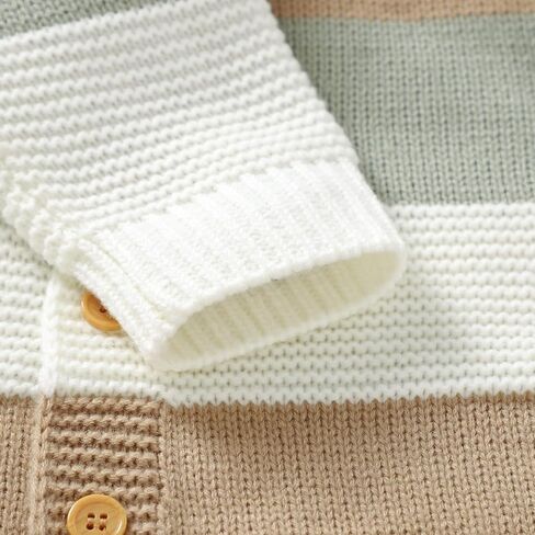 Infant Girl Boy Striped Sweater Romper Button Up Long Sleeve Full Length Jumpsuit Newborn Baby Coming Home Outfit in Saudi Arabia