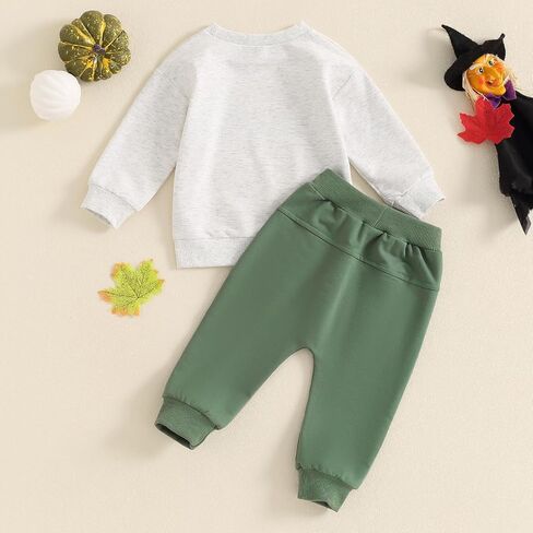 Toddler Baby Boy Halloween Outfit Pumpkin Long Sleeve Sweatshirt Elastic Waist Pants Infant Fall Baby Clothes in Saudi Arabia