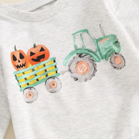 Toddler Baby Boy Halloween Outfit Pumpkin Long Sleeve Sweatshirt Elastic Waist Pants Infant Fall Baby Clothes in Saudi Arabia