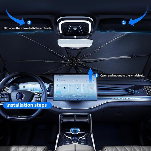 egghat Car Windshield Sun Shade Umbrella-Foldable Umbrella Car Shade Front Windshield Cover Block UV Ray and Keep Vehicle Cool in Saudi Arabia