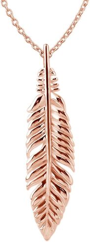 Sterling Silver Small Feather Pendant Necklace, 18" in Kuwait