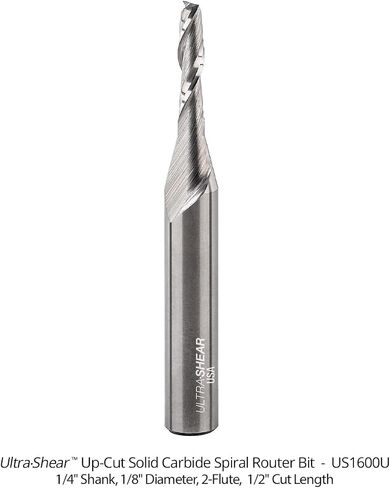 Solid Carbide Router Bits, 1/8" CD, 1/4" SH, 1/2" CL, Down Cut, USA Made Spiral Bit for CNC, Hand & Table Routers (1 Pack) in Saudi Arabia