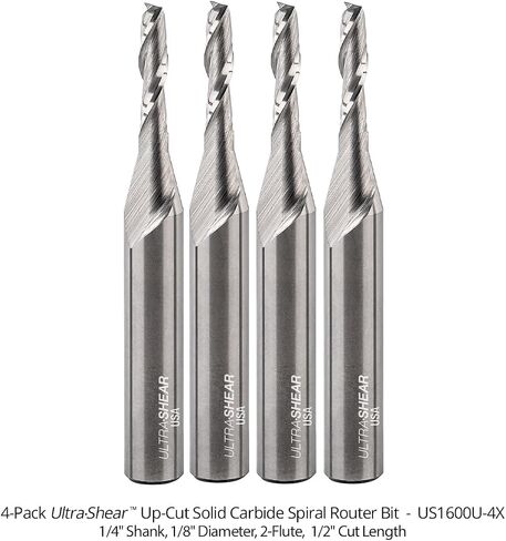 Solid Carbide Router Bits, 1/8" CD, 1/4" SH, 1/2" CL, Down Cut, USA Made Spiral Bit for CNC, Hand & Table Routers (1 Pack) in Saudi Arabia