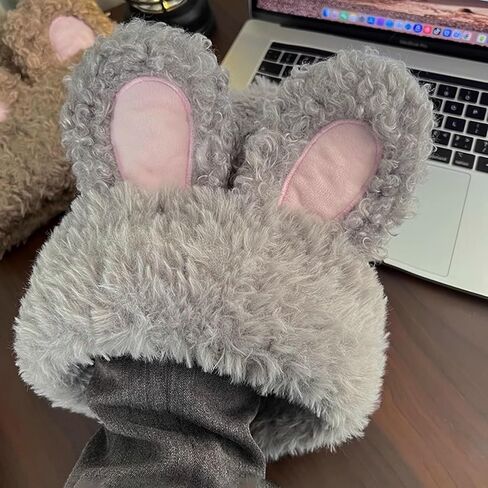 JUMISEE Cute Plush Bunny Ear Beanie Hats for Women Girls Y2K Rabbit Warm Winter Hat Skull Cap in Kuwait