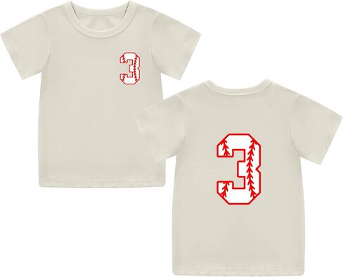 Mowbeat Toddler Baseball T Shirts 2nd Birthday Shirt Boy 3rd 4th 5th Birthday Boy Shirt Short Sleeve Cotton in Kuwait