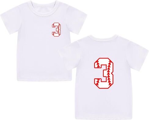 Mowbeat Toddler Baseball T Shirts 2nd Birthday Shirt Boy 3rd 4th 5th Birthday Boy Shirt Short Sleeve Cotton in Kuwait