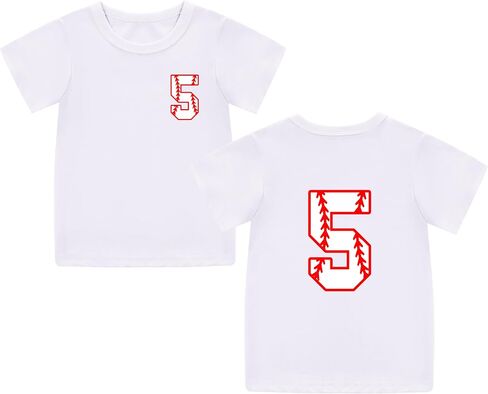 Mowbeat Toddler Baseball T Shirts 2nd Birthday Shirt Boy 3rd 4th 5th Birthday Boy Shirt Short Sleeve Cotton in Kuwait