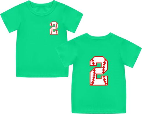 Mowbeat Toddler Baseball T Shirts 2nd Birthday Shirt Boy 3rd 4th 5th Birthday Boy Shirt Short Sleeve Cotton in Kuwait