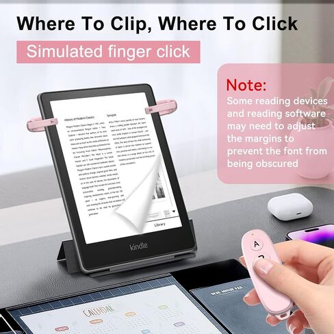 [مشبكين] جهاز التحكم عن بعد لجهاز Kindle Paperwhite ملحقات جهاز التحكم عن بعد لجهاز Kindle Clip Clicker القابلة لإعادة الشحن لجهاز Ipad Android اللوحي ومشغلات كاميرا الهاتف - اللون الوردي in Kuwait