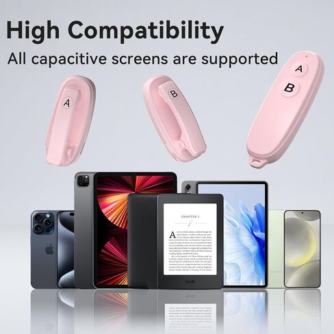 [مشبكين] جهاز التحكم عن بعد لجهاز Kindle Paperwhite ملحقات جهاز التحكم عن بعد لجهاز Kindle Clip Clicker القابلة لإعادة الشحن لجهاز Ipad Android اللوحي ومشغلات كاميرا الهاتف - اللون الوردي in Kuwait