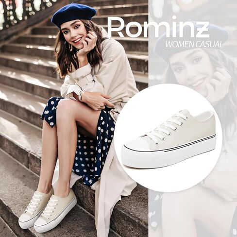 أحذية Rominz النسائية ذات المنصة البيضاء من جلد البولي يوريثان أحذية رياضية كلاسيكية سوداء منخفضة الأعلى أحذية مشي كاجوال للنساء in Kuwait