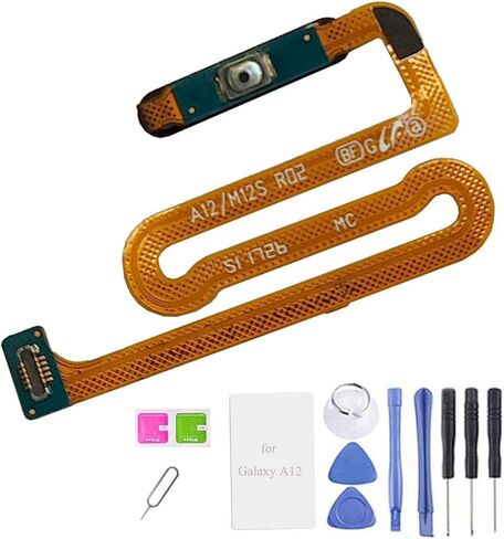 قطع غيار زر الطاقة A12، قطع غيار كابل مرن لزر الصفحة الرئيسية لمستشعر بصمات الأصابع A12 لهاتف Samsung Galaxy a12 A125U A125F [M12S] 6.5 بوصة (أسود) in Kuwait