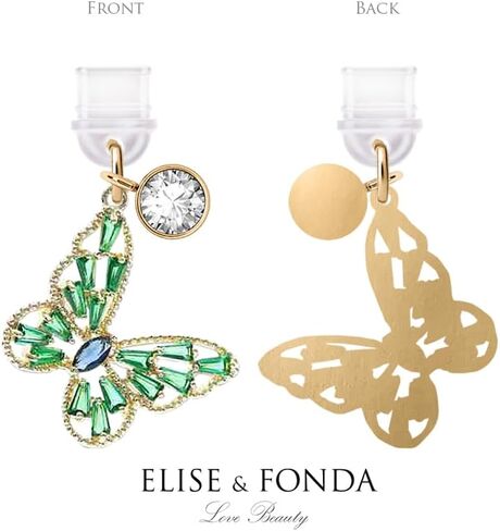 ELISE & FONDA TP333 Type-C USB Charging Port Anti Dust Plug Little Crystal Butterfly Cell Phone Charm for Samsung/Huawei/OnePlus/Xiaomi/oppo Android Phones (Green) in Saudi Arabia