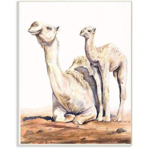 Stupell Industries Cute Baby Camel Family Animal Watercolor Painting Black Framed Wall Art, 16 x 20, Multi-Color
