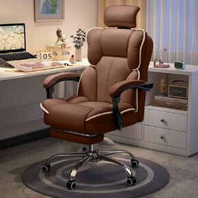 High Back Home Office Chair with Foot Rest, Ergonomic Office Desk Breathable Fabric Executive Computer Chair Retractable Footrest, Black High Back Swivel Recliner for Office Home Study