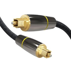 Optical Audio Cable 6FT, Optical Digital Audio Fiber Optic Cable Nylon Braided Gold-Plated Plug Digital Optic Cord for Audio System, Sound Bar, Home Theatre, Xbox One/PS4, Toslink, TV