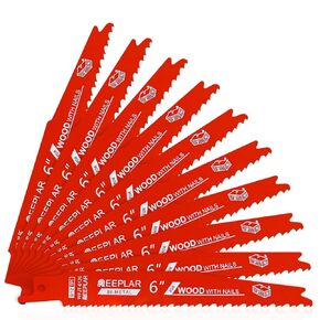 25 Pack 12 Inch 6/12 Tpi Reciprocating Saw Blades for Nail-Embedded Wood,Bi-Metal Blades for Cutting Stud and Nail PVC Pallets etc