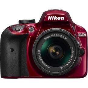 نيكون D3400 مع عدسة AF-P DX NIKKOR مقاس 18-55 مم f/3.5-5.6G VR (أحمر) (متجدد)