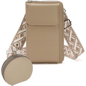 Small Crossbody Bags for Women,Leather Triple Compartment Cell Phone Crossbody Wallet Purses with Card Slots