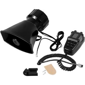 Car Siren Horn 100W 7 Tone Sound Car Siren Vehicle Horn with Mic PA Speaker System Warning Siren Speaker Amplifier Horn Fit for Cars Trucks Vehicle Motorcycles, 12V