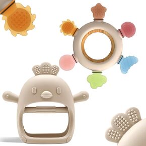 Baby Teething Toys by Komfy LilLove | No Drop Teether and Ring Teether for Baby Teething Relief | Non-Toxic Infant Toys 0-6 6-12 Months | CPC Certified Teething Mitten| Baby teether Toys – 2 Pack