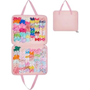 Baby Girl Hair Bows Storage Organizer, Felt Hair Accessories Storage Organizer for Girls, Portable Hair Bows Holder Organizer for Travel (Beige)